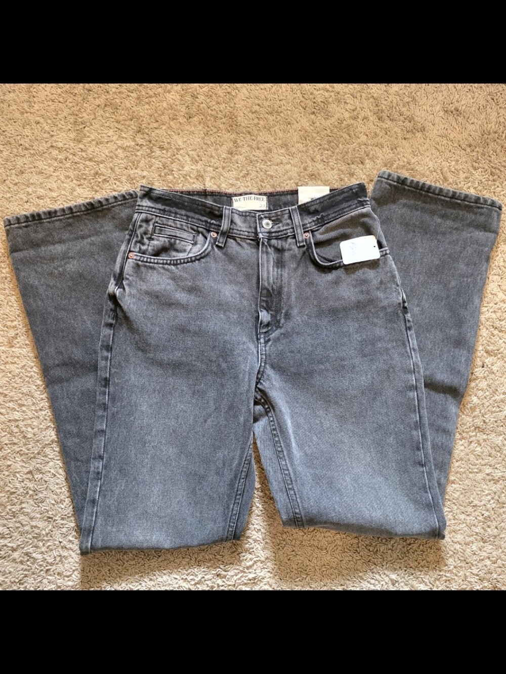 NWT We The Free Free People Xena High Rise Slim Straight Jeans Dark Knight 27